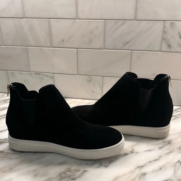 New! INC Suede Tayla Sneakers Hi-Top Black Platform Wedge Heel Fashion Sneaker - Picture 6 of 13